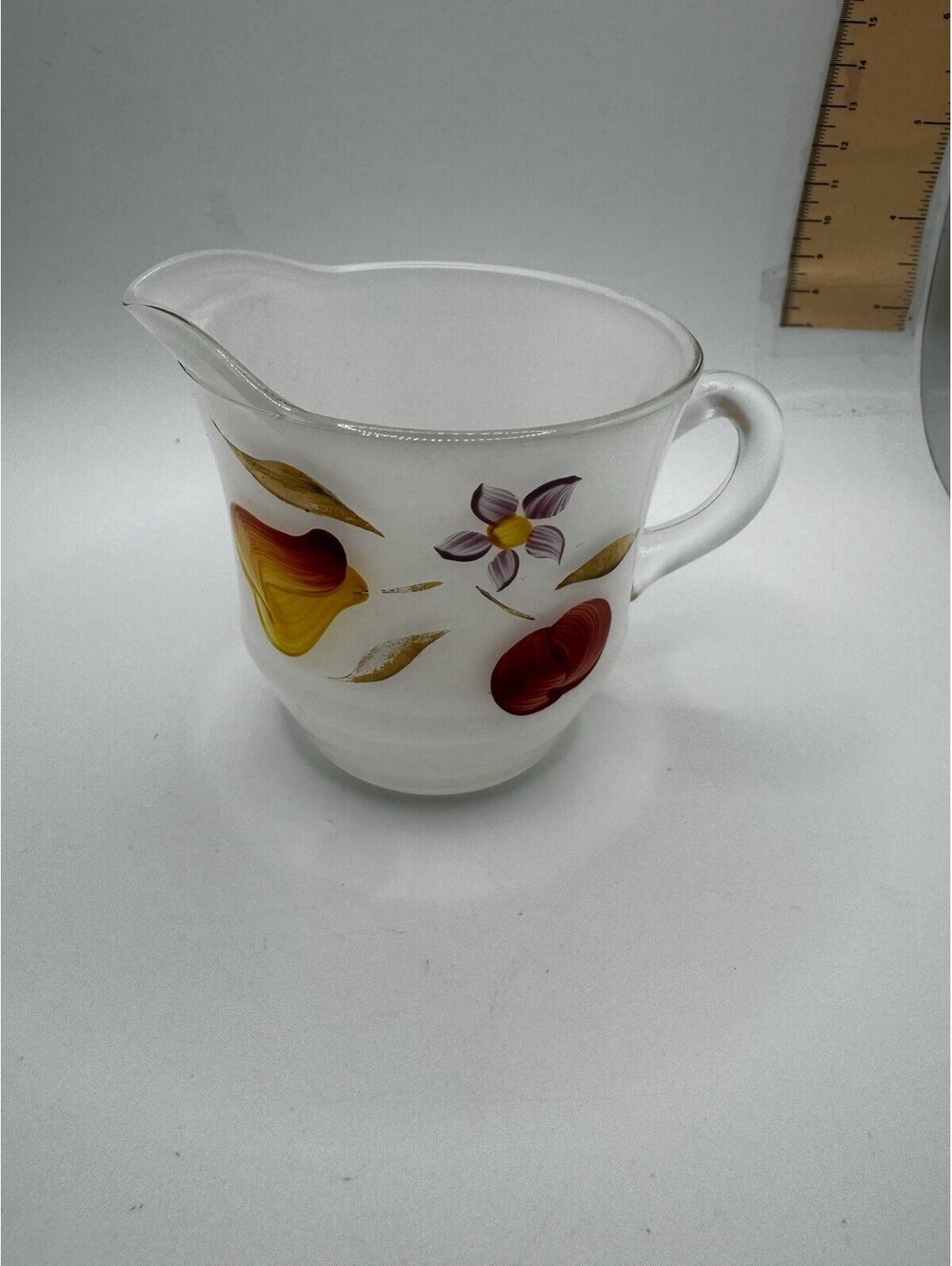 Vintage/MCM Bartlett Collins Open Frosted, Hand Painted/Gay Fad Flowers, Creamer